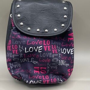 Mini Back Pack Love Black and Pink Love Print Backpack Unbranded Fun Print